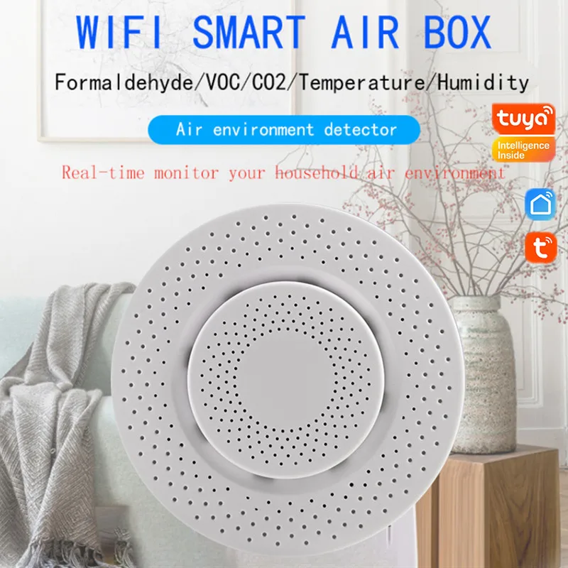 

Смарт-детектор воздуха Tuya с Wi-Fi и датчиком температуры и влажности