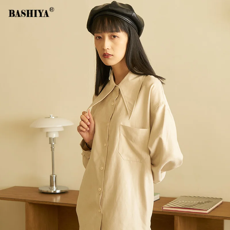 

French vintage shirt with pointed neck fold for women autumn/winter 2020 versatile design sense corduroy shirts for minority