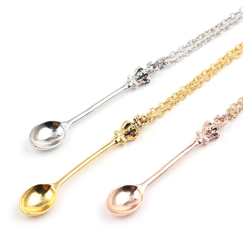 

Creative Jewelry Classic Alice Crown Spoon Pendant Necklaces For Women