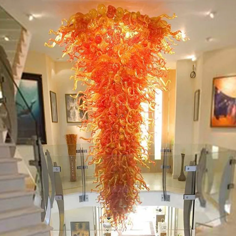 

Orange Shade Pendant Lamp Mouth Blown Glass Large Chandelier Home Decoration Contemporary Handmade Arabic Chandeliers
