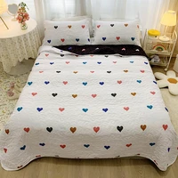 3pcsset love heart print bedspread for bed 135cm simple white bed spread queen summer quilted quilt comforter with pillowcase