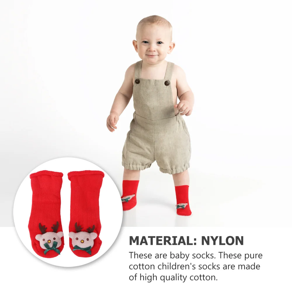 

1 Pair of Baby Socks Christmas Terry Socks Room Socks Anti-skid Socks for Winter