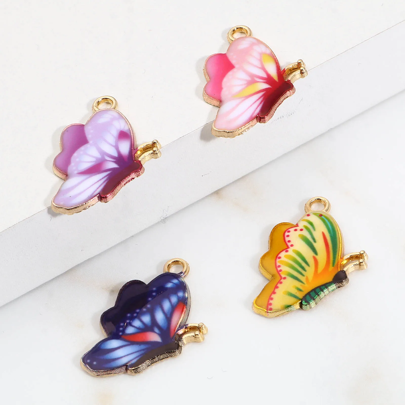 

10PCs Enamel Romantic Butterfly Charms Pendant For Necklace Making Colorful Orange Pendants At Random Color Findings Materials