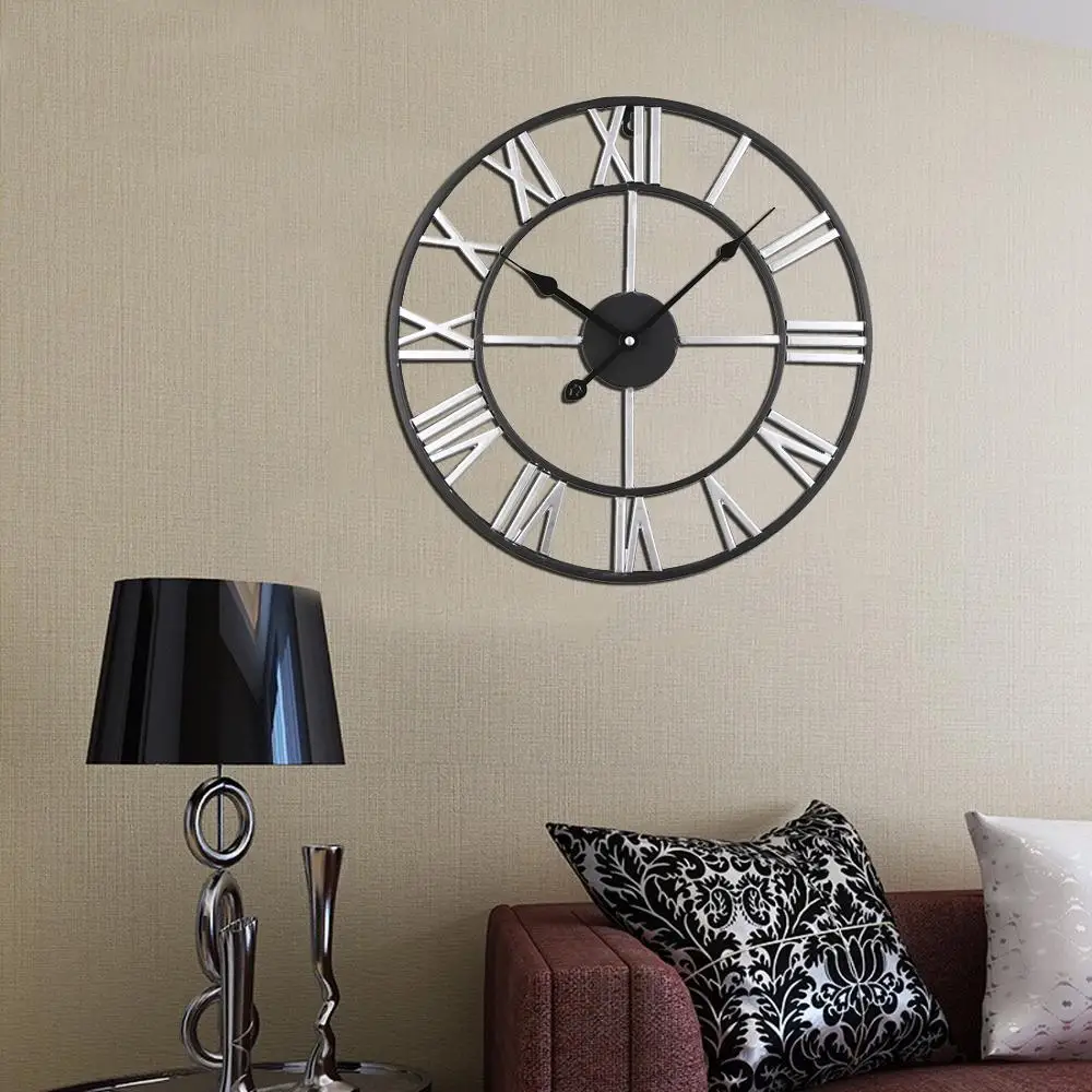 Современные железные часы в стиле лофт кафе бесшумные большие настенные ретро с