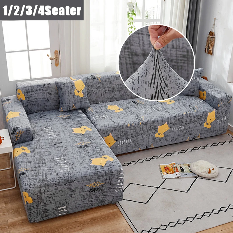 

Cartoon Cat Elastic Stretch Sofa Cover All-inclusive Sectional L Shape Sofa Couch Slipcover Sofa Covers for Living Room