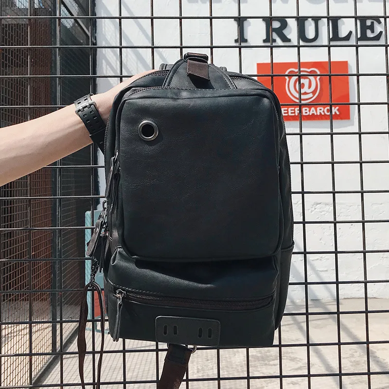 

Men's chest bag Multifunction Shoulder bag husband Brand leather crossbody bags male Large capacity man Messenger bag 2021