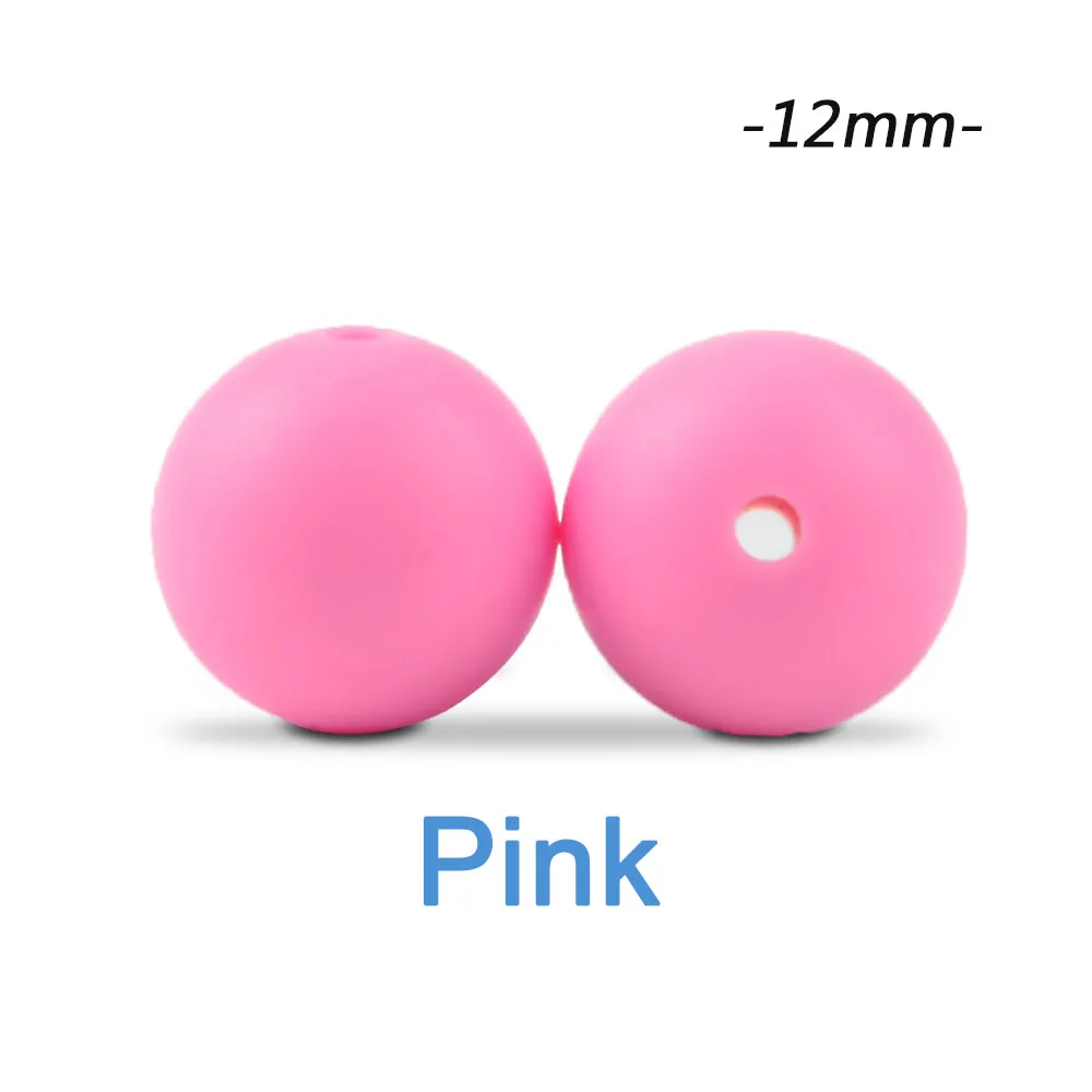 pink Силиконовые бусины LOFCA, 12 мм, 200 шт, детские силиконовые бусины для прорезывания зубов, Пищевая силиконовая детская соска, ожерелье, подвеска, изготовление продукта - Цвет: pink