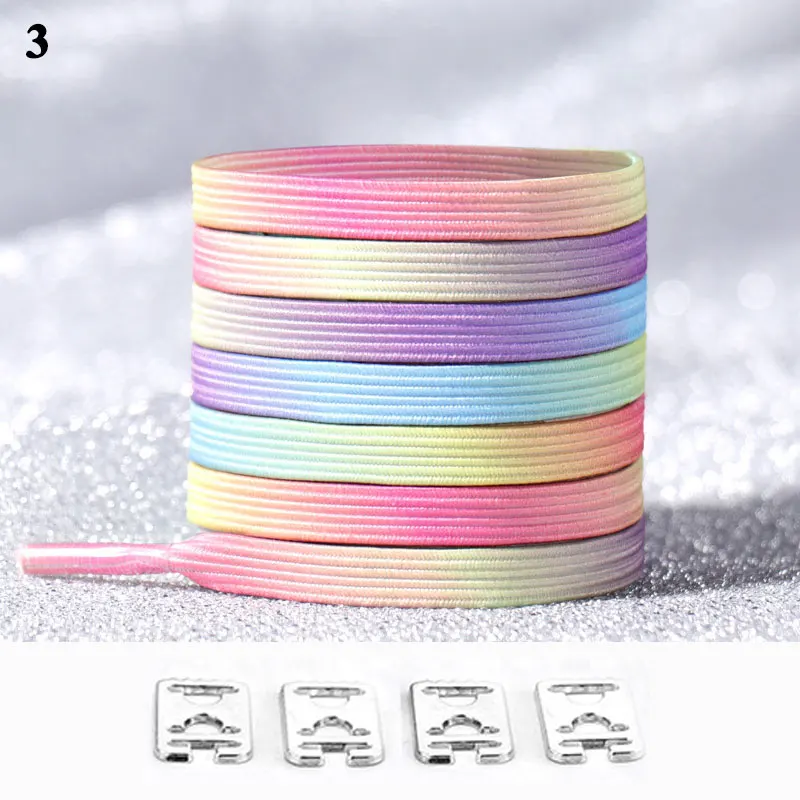

1Pair Buckle Shoelaces Elastic Colorful Flat Shoe Laces No Tie Shoelace Kids Adult Sneakers Lazy Laces One Size Fits All Shoes