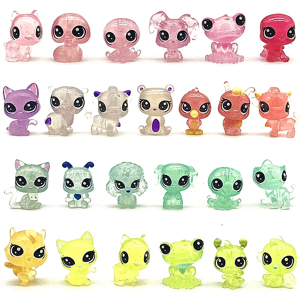 

2CM Pet shop transparency limit Collection Figure Collie Dog Cat Animals Loose Cute Kid Toys Figure Gift