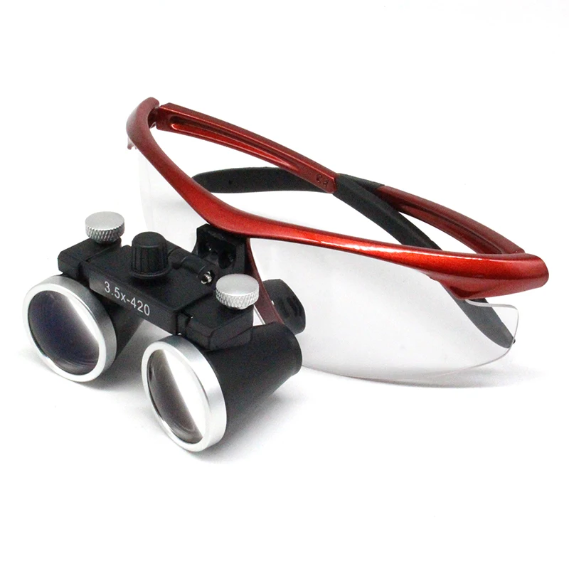 Galilean Binocular Magnifier  Magnifyning Glasses 2.5/3.5X420mm Dentistry Surgical Loupes+LED Medical Dental Headlamp