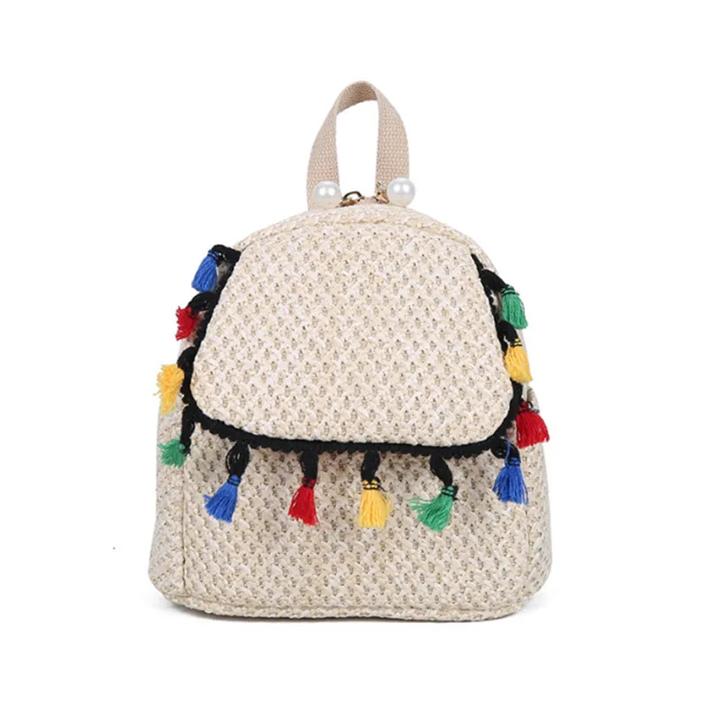 Новый Рафинированный соломенный рюкзак с жемчугом bolso ratan mujer корейский стиль 2020