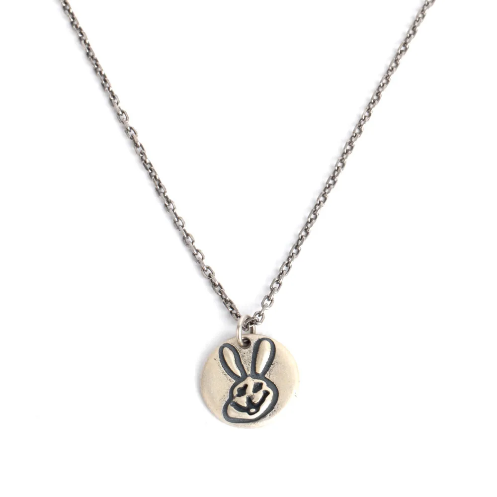 925 пробы Серебряный крутой круглый кулон в форме животного улыбка Кролик Ретро