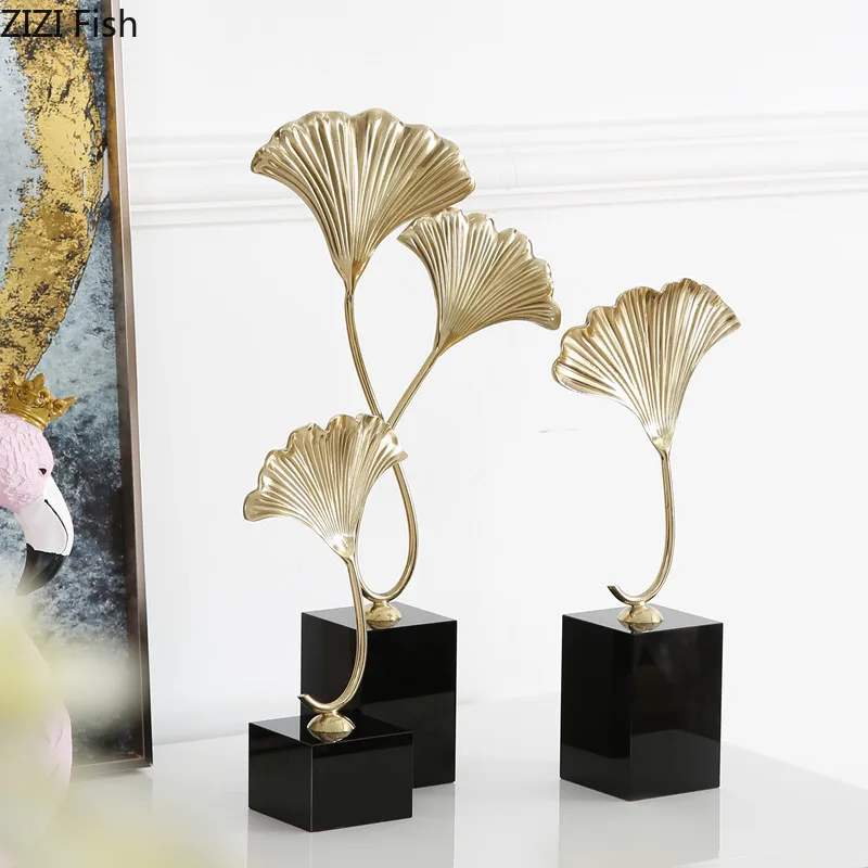 Американский минималистичный настольный декор Золотая медь гинкго билоба