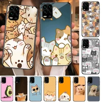 cute cartoon cat cartoon phone case for xiaomi redmi note 11 10 9s 8 7 6 5 a pro t y1 anime black cover silicone back pre style