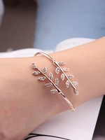 womens adjustable creative leaf shape open sleeve bracelet cute girl bracelet valentines day best gift
