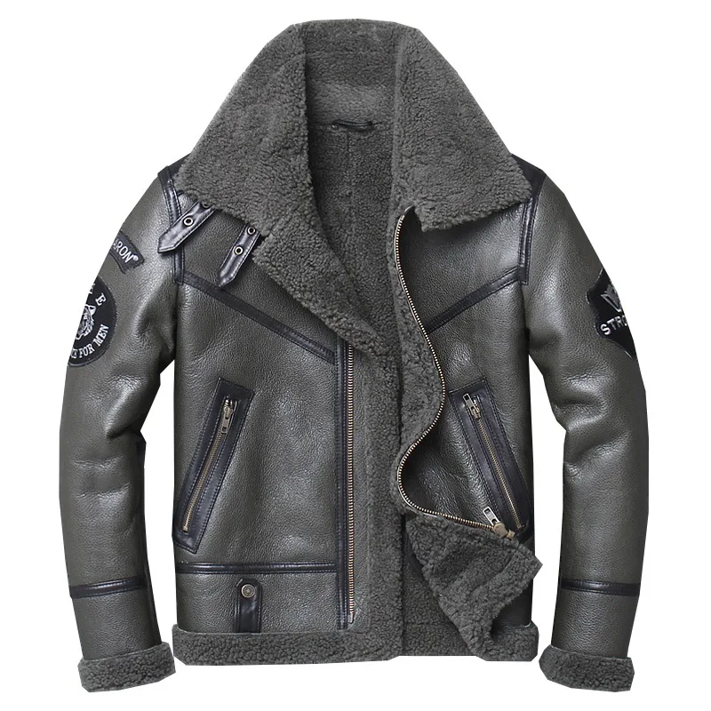 

Factory 2019 New Men Grern Shearling Genuine Leather Sheepskin Jacket Fashion Multi-labeling Wool Liner Winter Russia Coats