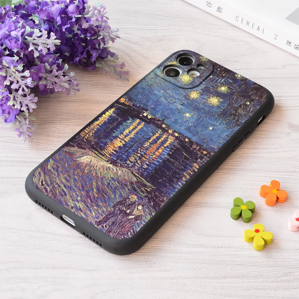 

For iPhone Starry Night Over The Rhone Van Gogh Print Soft Matt Apple Case