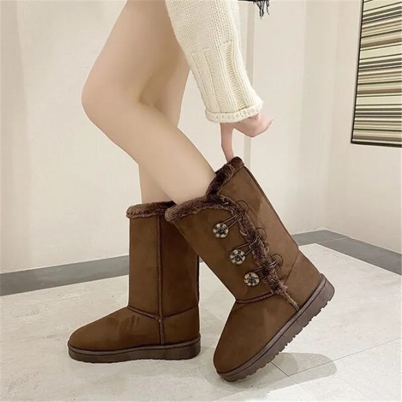 

Autumn winter thick-soled women's snow boots buckle high-top plus size women's boots fashion casual women's shoes riding boots