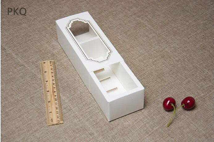 10 шт./лот белая коробка для макарон с прозрачным окном упаковки десертов Макарон