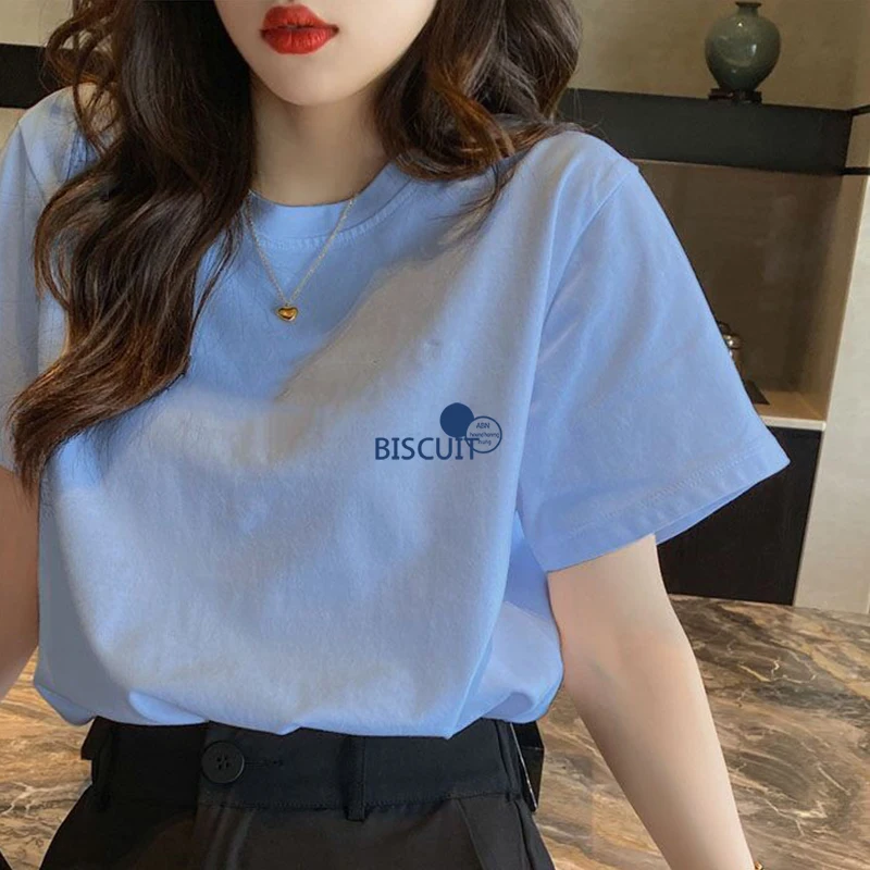 

Cotton short sleeve T-shirt women's loose and versatile T-shirt Korean summer 2021 new summer bottomed top