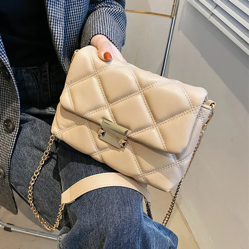 

Bag Crossbody Diamond Small Lattice Chain Quilted Shoulder Bag Trendy Plaid Flap Messenger Bags Luxury Women Leather Handbag