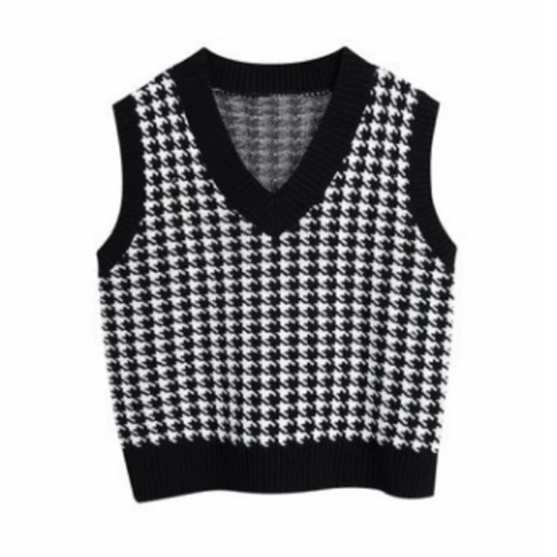 

Women Vest Sweater 2021 Sweater Loose Vintage Female Waistcoat Chic Oversize Sweater Fashion Knitted Tops Women Clothes Outfit