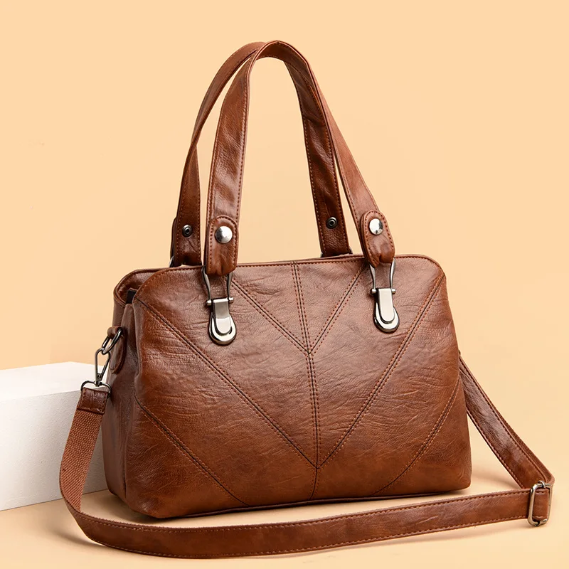 

2021 New Female Women Bag Korean Version Wild Portable Large Soft Leather Travel Shoulder Messenger Casual Lady Handbag