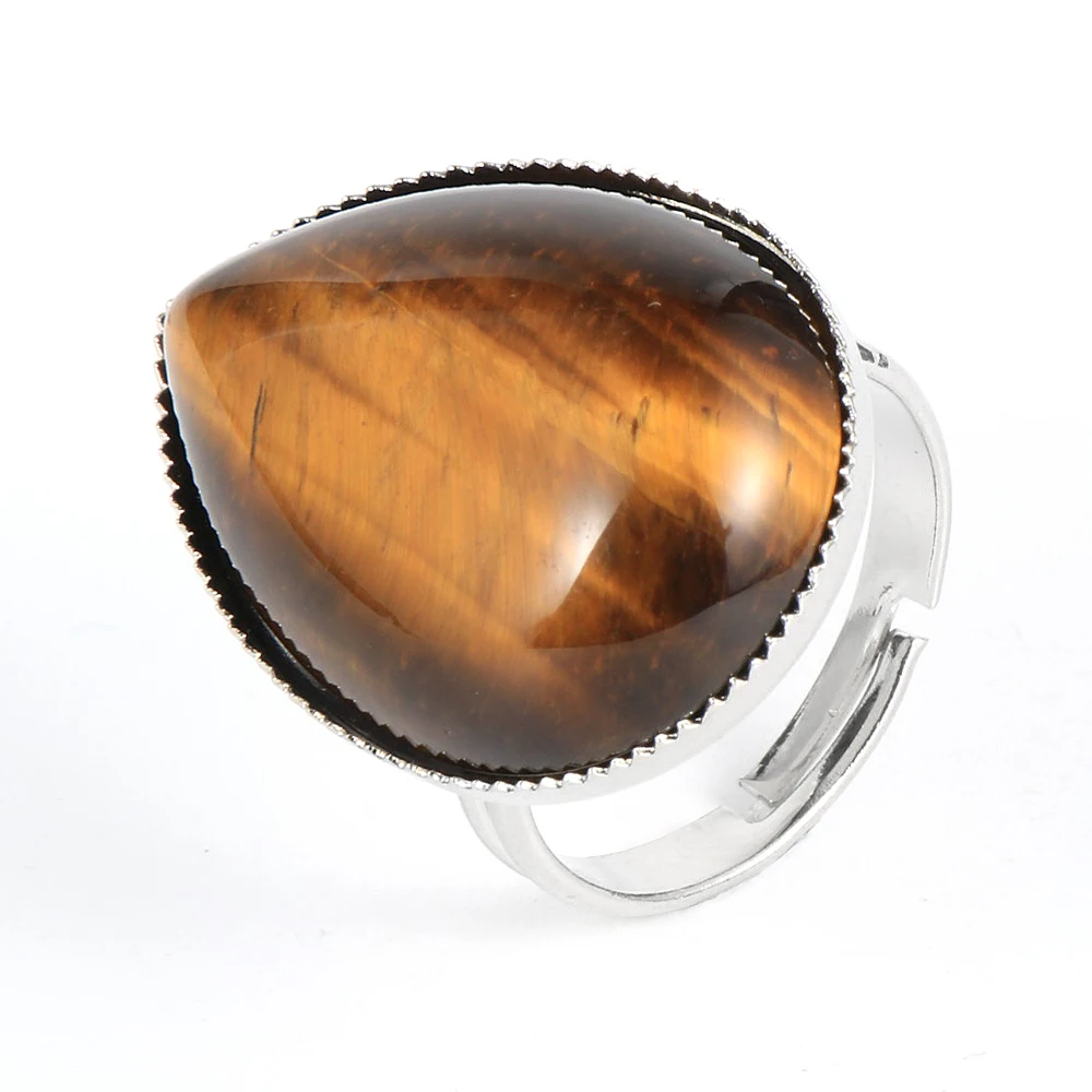 Мужские и женские натуральные драгоценные камни тигровый глаз капли воды кольца