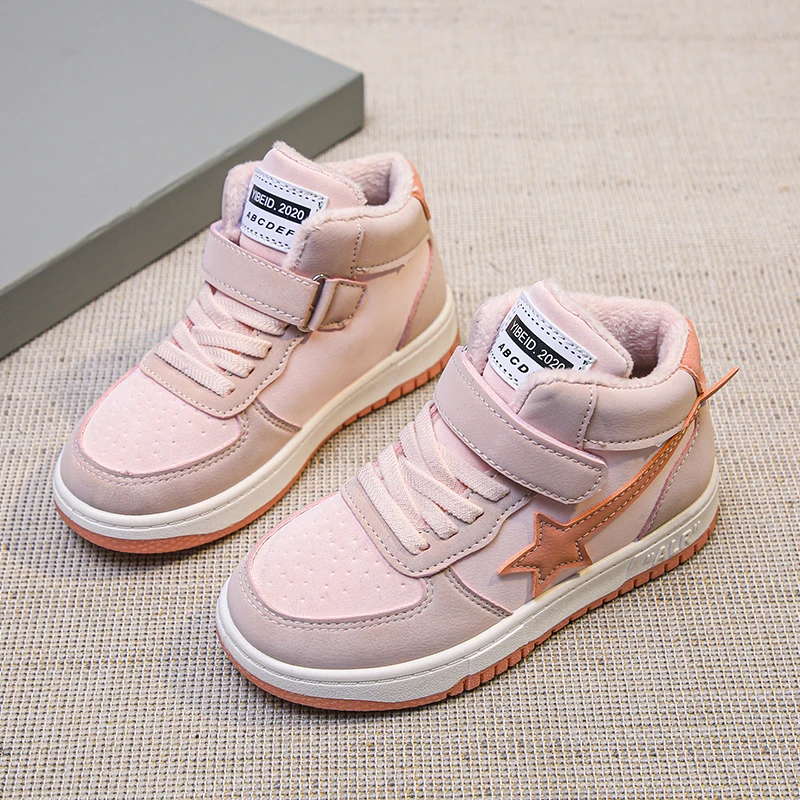 

New Fashion Kids Sneakers High Top Leather Hip Hop Shoes For Children Comfortable School Skateboard Sneakers Toddlers Boys Shoes