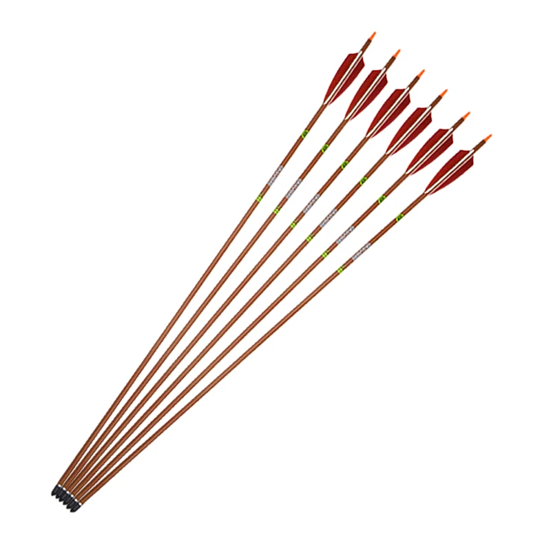 6pcs 31inch Archery Pure Carbon Arrows Spine400 4" Turkey Feather Wood Grain Arrow Targeting Hunting Shooting | Спорт и