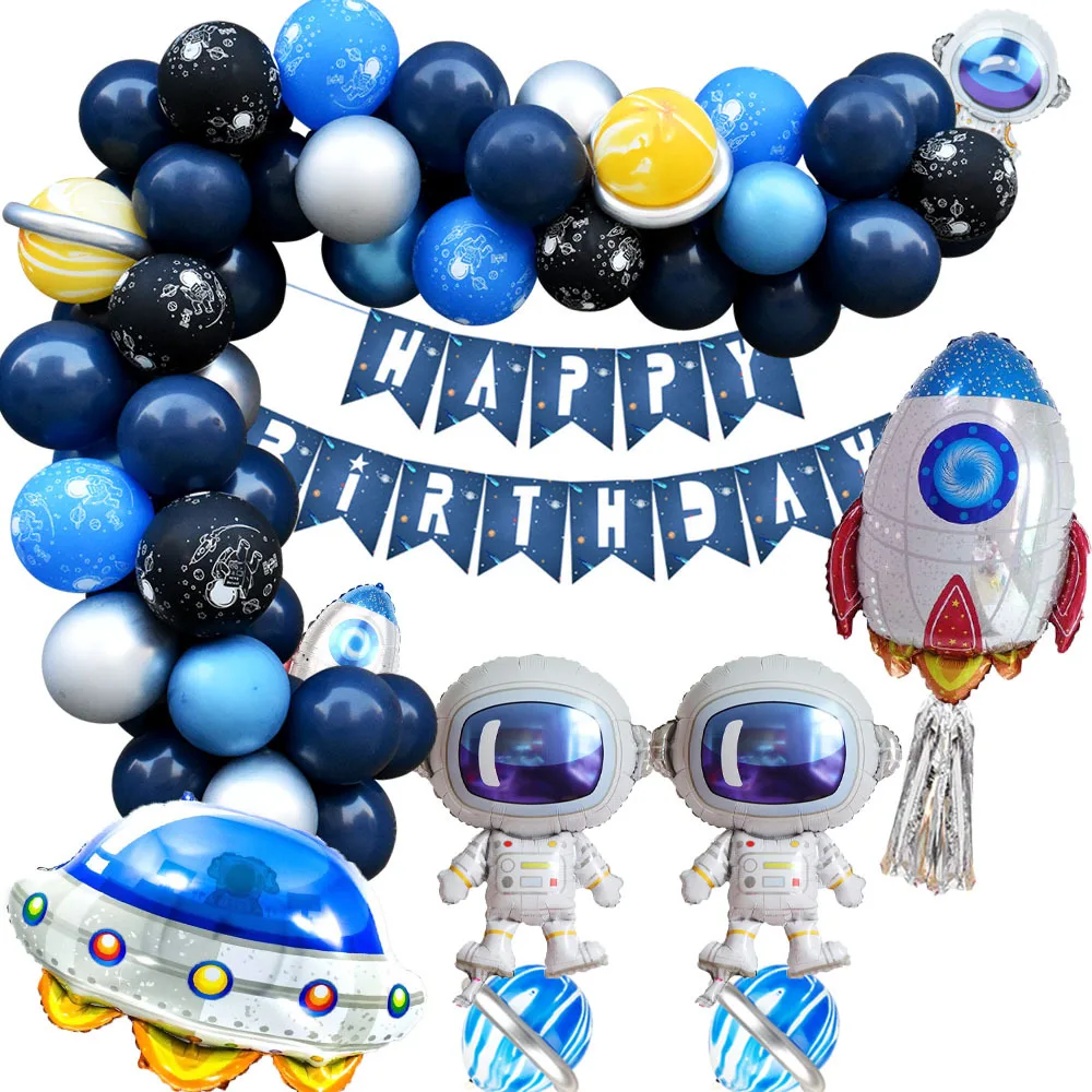 

Astronaut-themed birthday party decorated balloon set