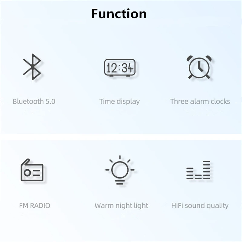 

Shock Bass Wireless Speaker Led Alarm Clock Portable Bluetooth Handsfree Speaker Support TF Card HD Voice With Mic