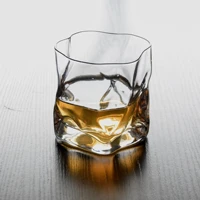 manufacturer hot selling personalized whiskey cup lead free crystal fashion wine cup creative stone grained glass cup