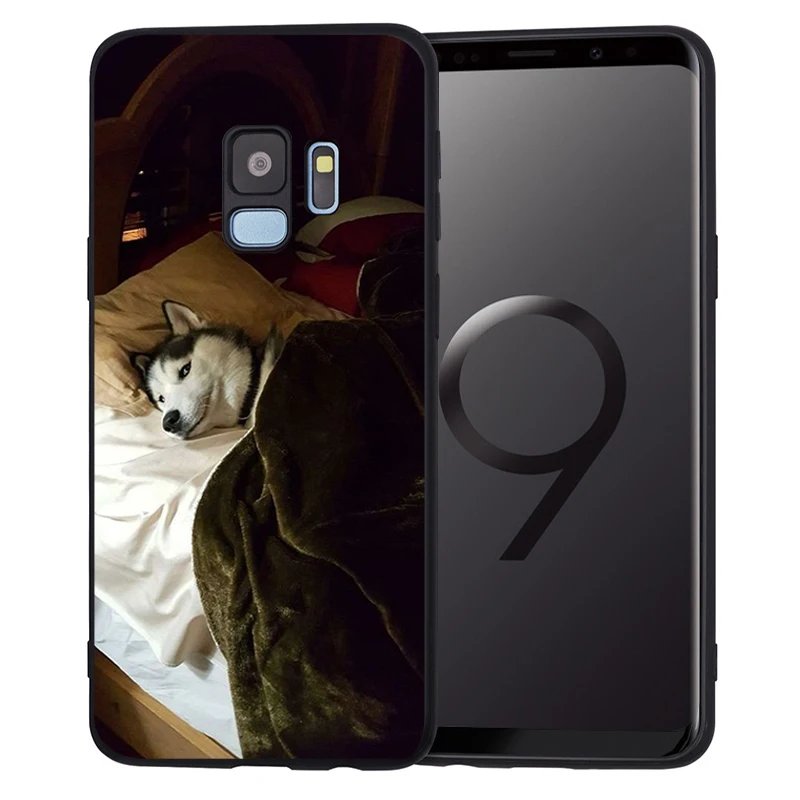 Черные Мягкие силиконовые чехлы Забавный чехол для телефона Хаски Samsung Galaxy S8 S9 S10