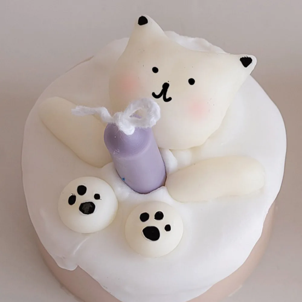 Креативная форма для свечей из силикона с изображением разделывающегося котенка-медведя для изготовления гипсовых диффузоров и форм для мыла и фондана для изготовления домашних украшений.