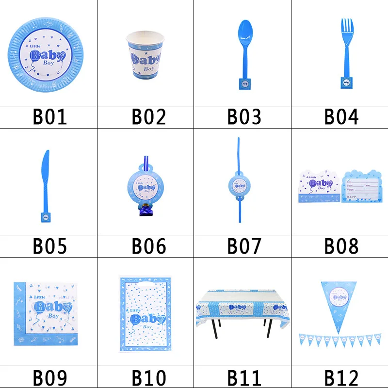 Boy or Girl Baby Shower Disposable Tableware Gender Reveal Cup Plate Napkin Tablecloth Garland Birthday Party Decoration