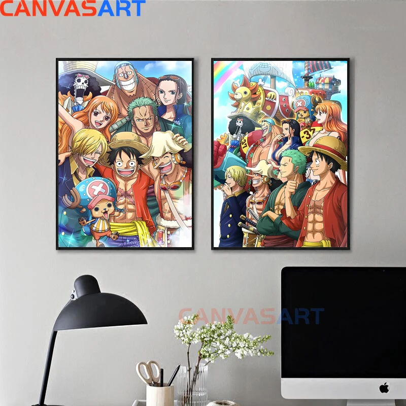 Постер аниме соломенная шляпа пиратов Луффи Зоро манга наклейка с рисунком