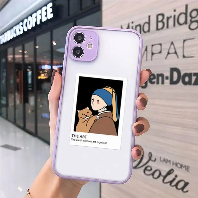 

Retro Oil painting card Phone Cases matte transparent For iphone 7 8 11 12 plus mini x xs xr pro max cover