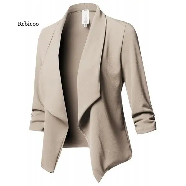 

Women Jacket Business Office Blazer Solid Color Long Sleeve Blazer Lapel Open Front Short Suit Jacket Women's Coat Plus Size 5Xl