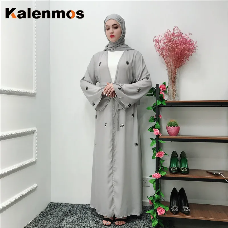 Kalenmos турецкая исламская одежда мусульманская открытая абайя женские Цветочные