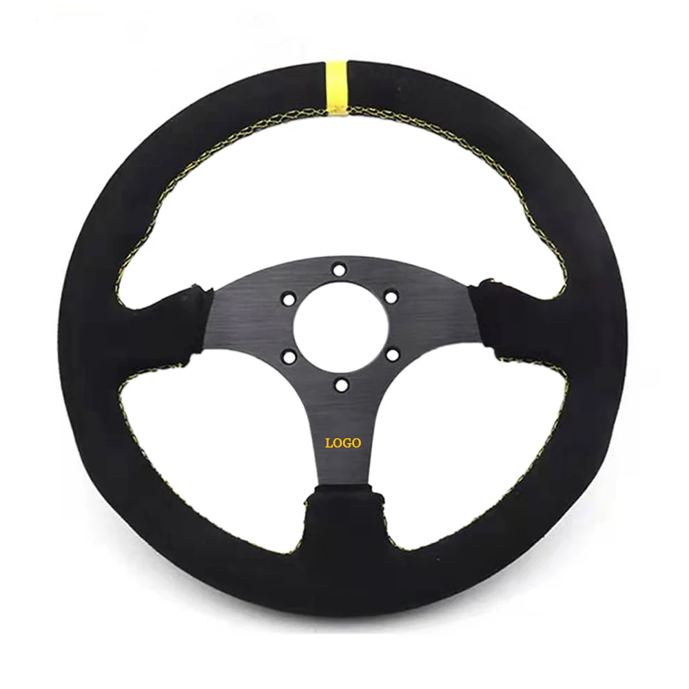 Новейшая игра плоские рулевые колеса 14 дюймов 340 мм гоночный руль замша кожа