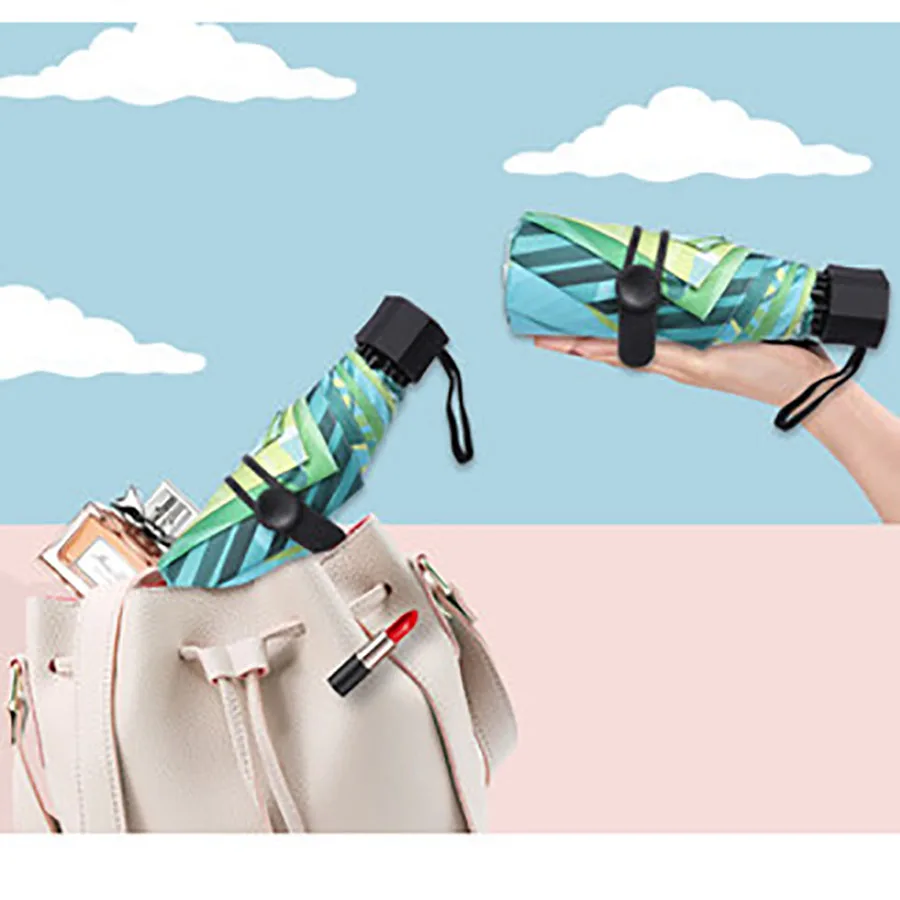 Складной мини зонт в Корейском стиле Дамский автоматический с милым мультяшным