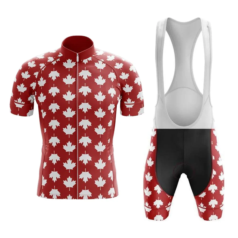 

Mallot Ciclismo Hombre Verano 2022 New Canada Cycling Bib Shorts Jersey Kit Red BIke Suit Sports Team Road Bike Men Clothing Set