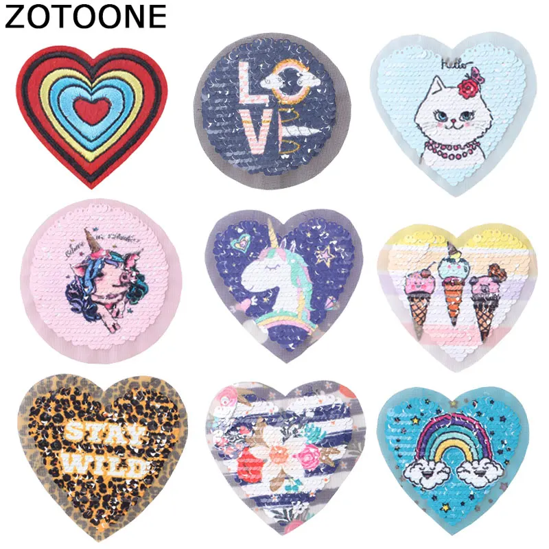 ZOTOONE блестящая нашивка в форме сердца круглая самодельная наклейка железная