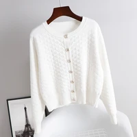 spring autumn sweater cardigan women crop top o neck long sleeve jacket coat female single breasted buttons loose cardigans