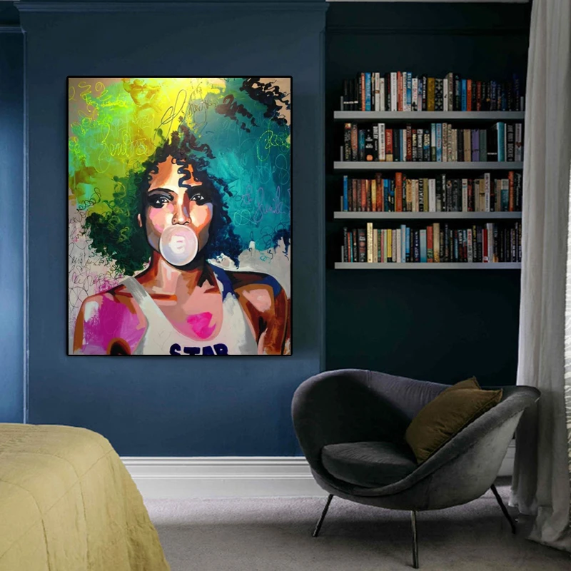 Красочные Африканская женщина граффити художественные плакаты и принты на