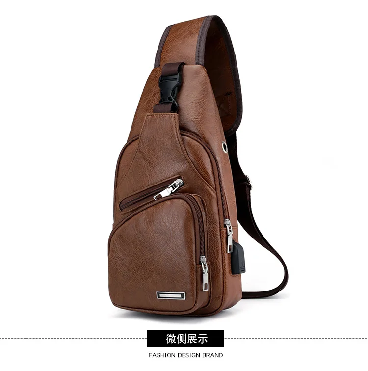 

USB Charging Chest Pack 2018 Autumn New Style Hot Selling Casual Fashion Single-shoulder Bag PU Men Chest Pack