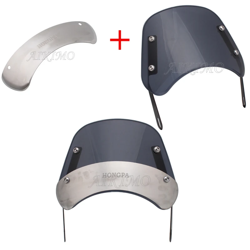 

1set ABS+Chrome Aluminum Windshield Wind Deflector Windscreen Universal for Harley Honda Yamaha