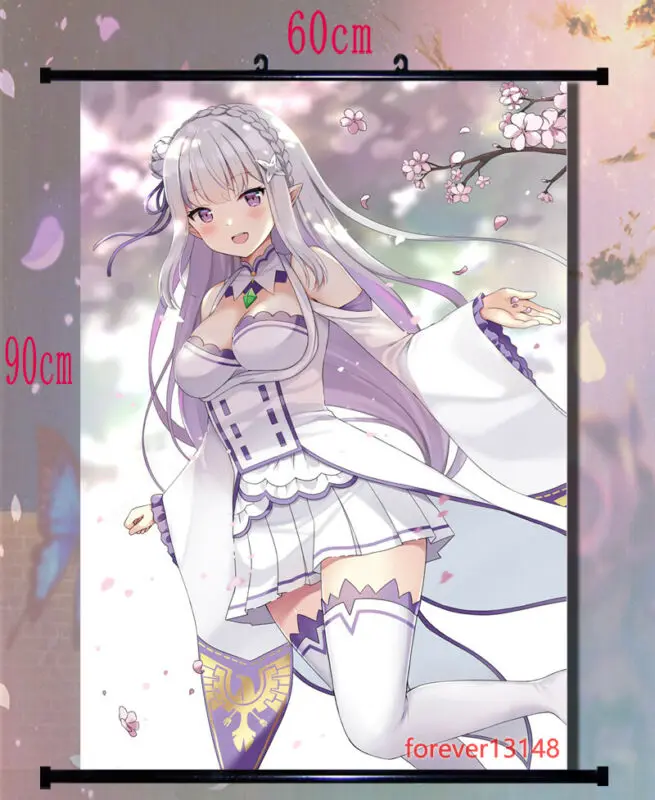 

Горячая Распродажа аниме Re:Zero Emilia настенный свиток плакат искусство Декор для дома подарок отаку 60*90 см украшение для дома Настенный декор ж...