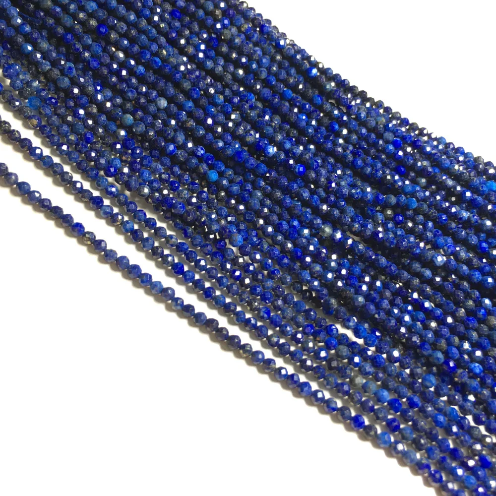 

3mm Natural Stone Lapis Lazuli Beads Small Faceted Section Loose Beads for Jewelry Making DIY Bracelet Necklace Accessories